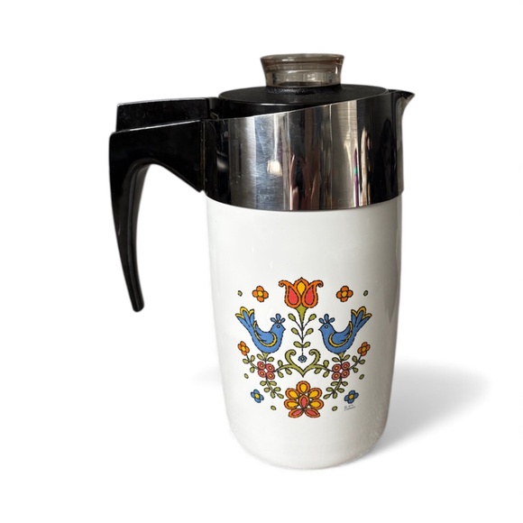 Vintage Corning Ware Festival Blue Birds Coffee Percolator - Picture 2 of 8